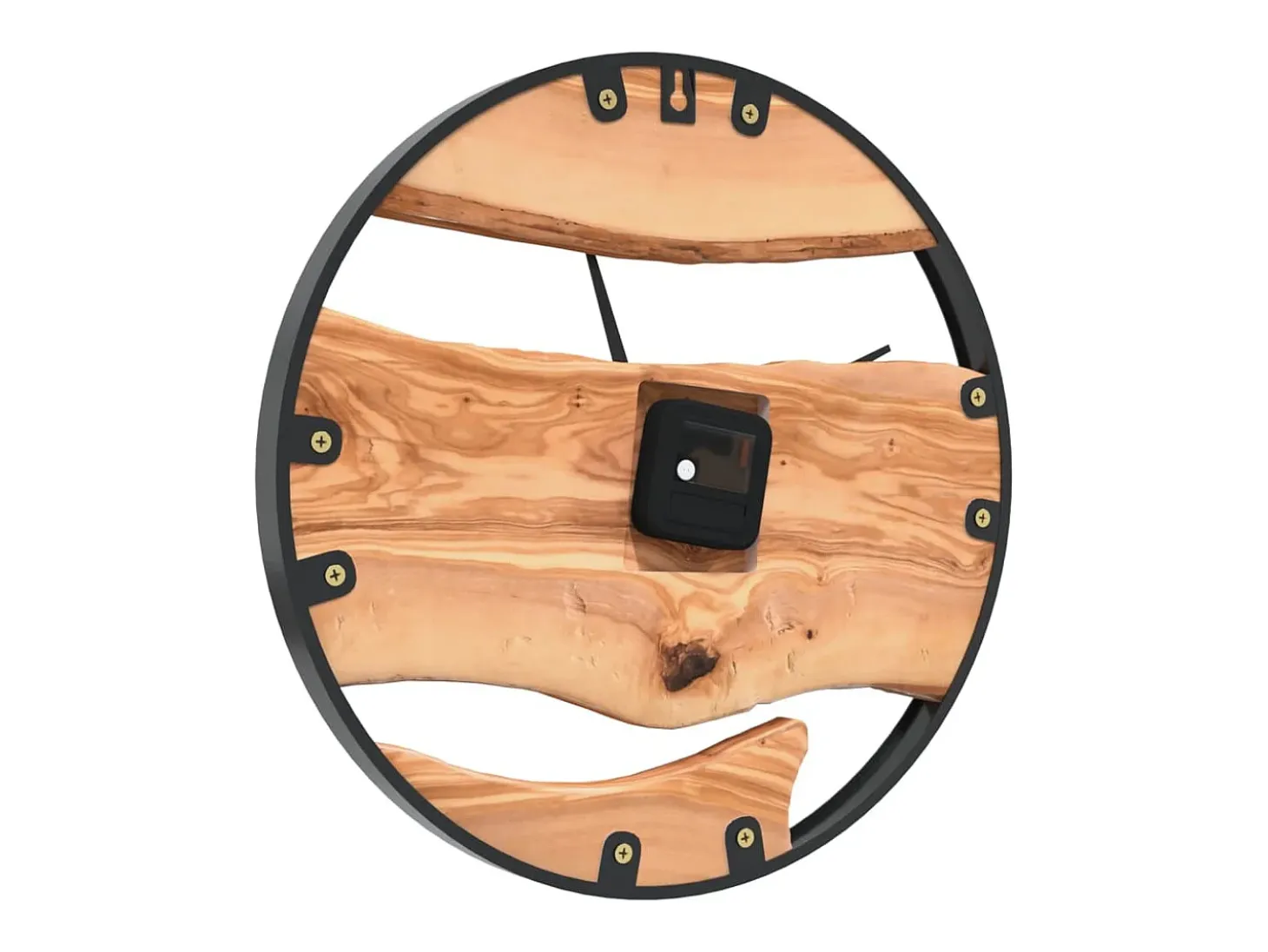 Reloj de pared hierro y madera de olivo marrón Ø35 cm ES871804