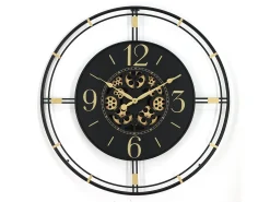 Reloj de pared industrial engranaje - metal - D. 70 cm - Negro y dorado - SEDONA