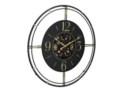 Reloj de pared industrial engranaje - metal - D. 70 cm - Negro y dorado - SEDONA