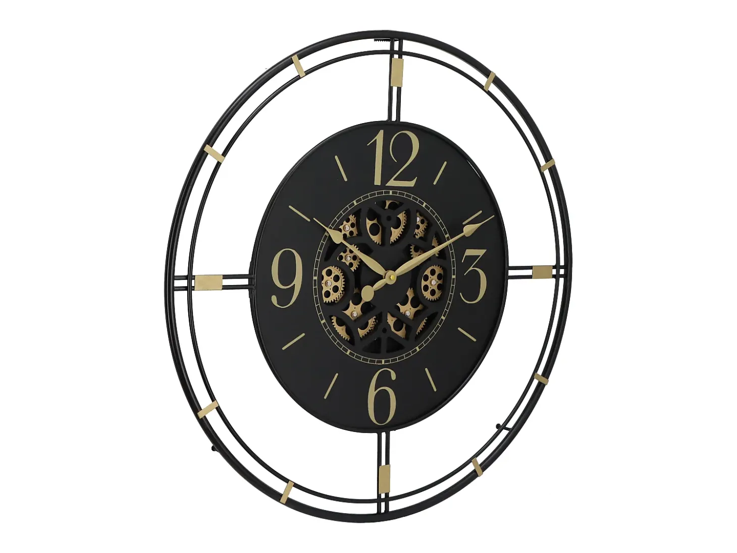 Reloj de pared industrial engranaje - metal - D. 70 cm - Negro y dorado - SEDONA