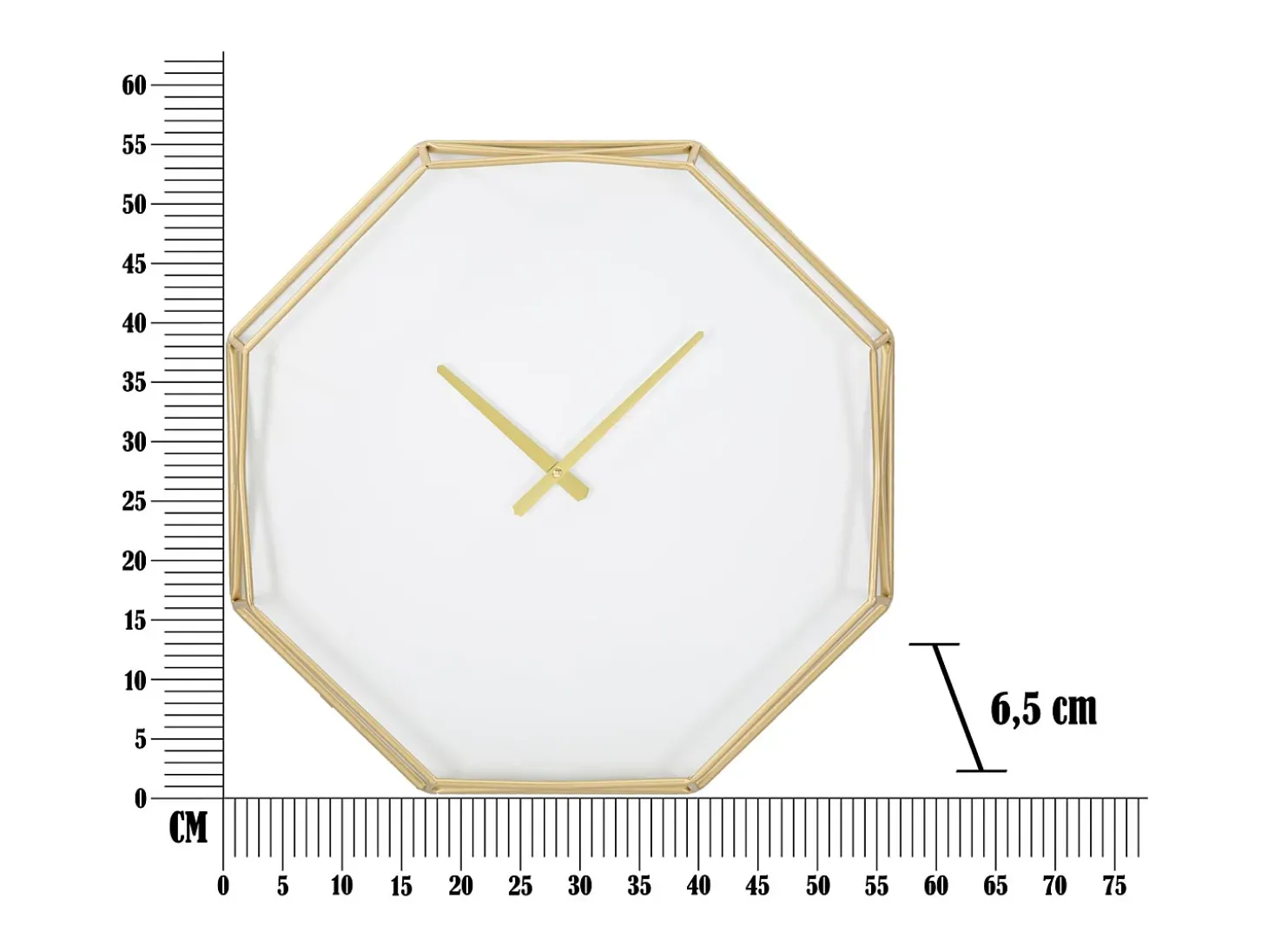 Reloj de pared octagonal de metal dorado Octagonal