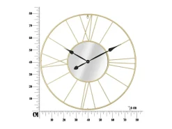 Reloj de pared redondo de metal dorado 80 cm con espejo Stick
