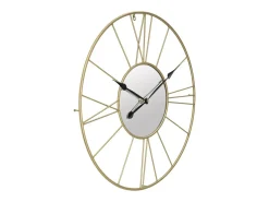 Reloj de pared redondo de metal dorado 80 cm con espejo Stick