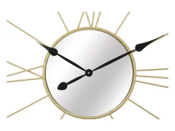 Reloj de pared redondo de metal dorado 80 cm con espejo Stick