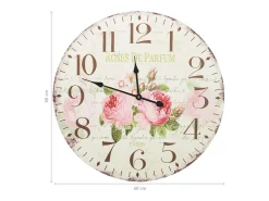 Reloj de pared vintage con flores 60 cm ES535526