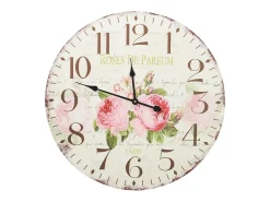 Reloj de pared vintage con flores 60 cm ES535526