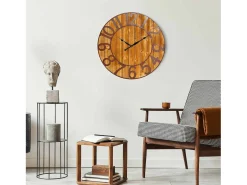 Reloj de Pared Vintage Negro/Madera Oscura Ø80cm Thinia Home