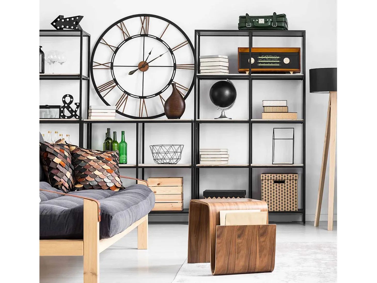 Reloj de Pared Vintage Negro/Bronce Ø60cm Thinia Home