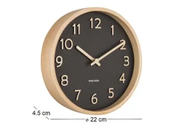 Reloj redondo de madera Pure 22 cm