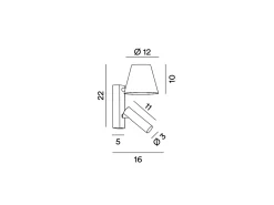 Reverse - Aplique LED de pared para dormitorio de metal, 6 W, 3000 K, 480 lm, regulable, luz en el difusor - Perenz - Negro