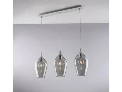 Riel de hierro Ares con cristal pyrex gris 3 luces L.75 X 10 BL273-BIN3-GR