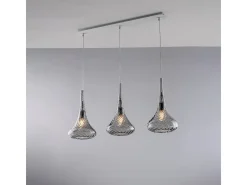 Riel de hierro Nemesis con cristal pyrex gris 3 luces L.75 X 10 BL280-BIN3-GR