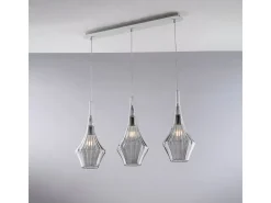 Riel de hierro Zeus con cristal pyrex gris 3 luces L.75 X 10 BL270-BIN3-GR