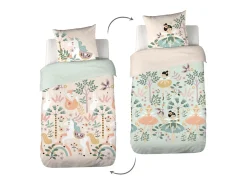 Ropa de cama de algodón reversible estampado unicornio/bailarina, 1