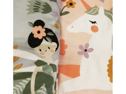 Ropa de cama de algodón reversible estampado unicornio/bailarina, 1