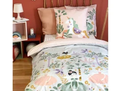 Ropa de cama de algodón reversible estampado unicornio/bailarina, 1