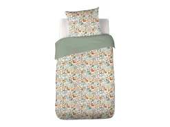 Ropa de cama de algodón reversible impreso otoño, 1 plaza verde