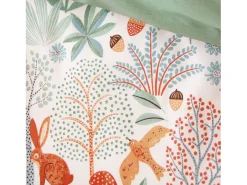 Ropa de cama de algodón reversible impreso otoño, 1 plaza verde