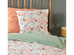 Ropa de cama de algodón reversible impreso otoño, 1 plaza verde