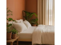Ropa de cama de gasa de algodón blanca 240 x 260 cm