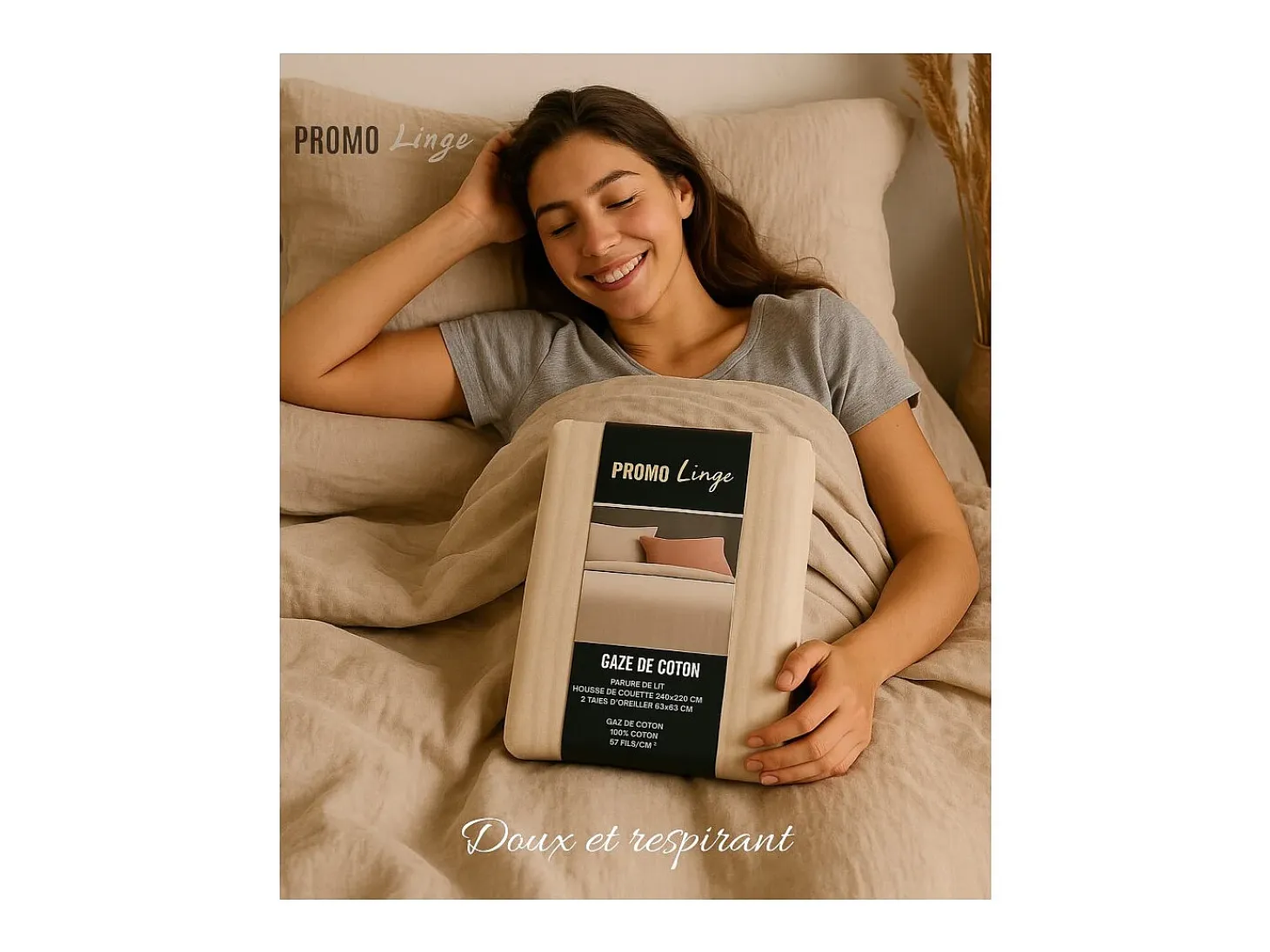 Ropa de cama de gasa de algodón caqui 240 x 260 cm