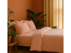 Ropa de cama de gasa de algodón rosa 240 x 260 cm