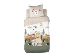 Ropa de cama de microfibra reversible impreso bosque de otoño, 1 plaza