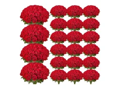 Rosa Artificial SucceBuy Flores Artificiales 508 mm Ramos de Flores Artificiales, Aspecto Realista con Cabeza de Rosa de 70 mm Rojo, Lote de 500