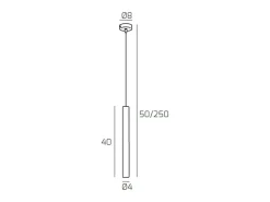 Round Tube Sospensione 1 Luce Grigio Antracite Cavo Cm.250 Con Base