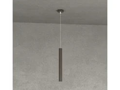 Round Tube Sospensione 1 Luce Marrone Cavo Cm.250 Con Base