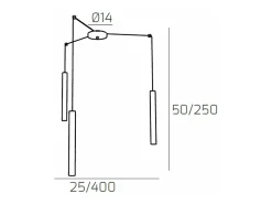Round Tube Sospensione 3 Luci Grigio Antracite Cavo Cm.250 Con Base