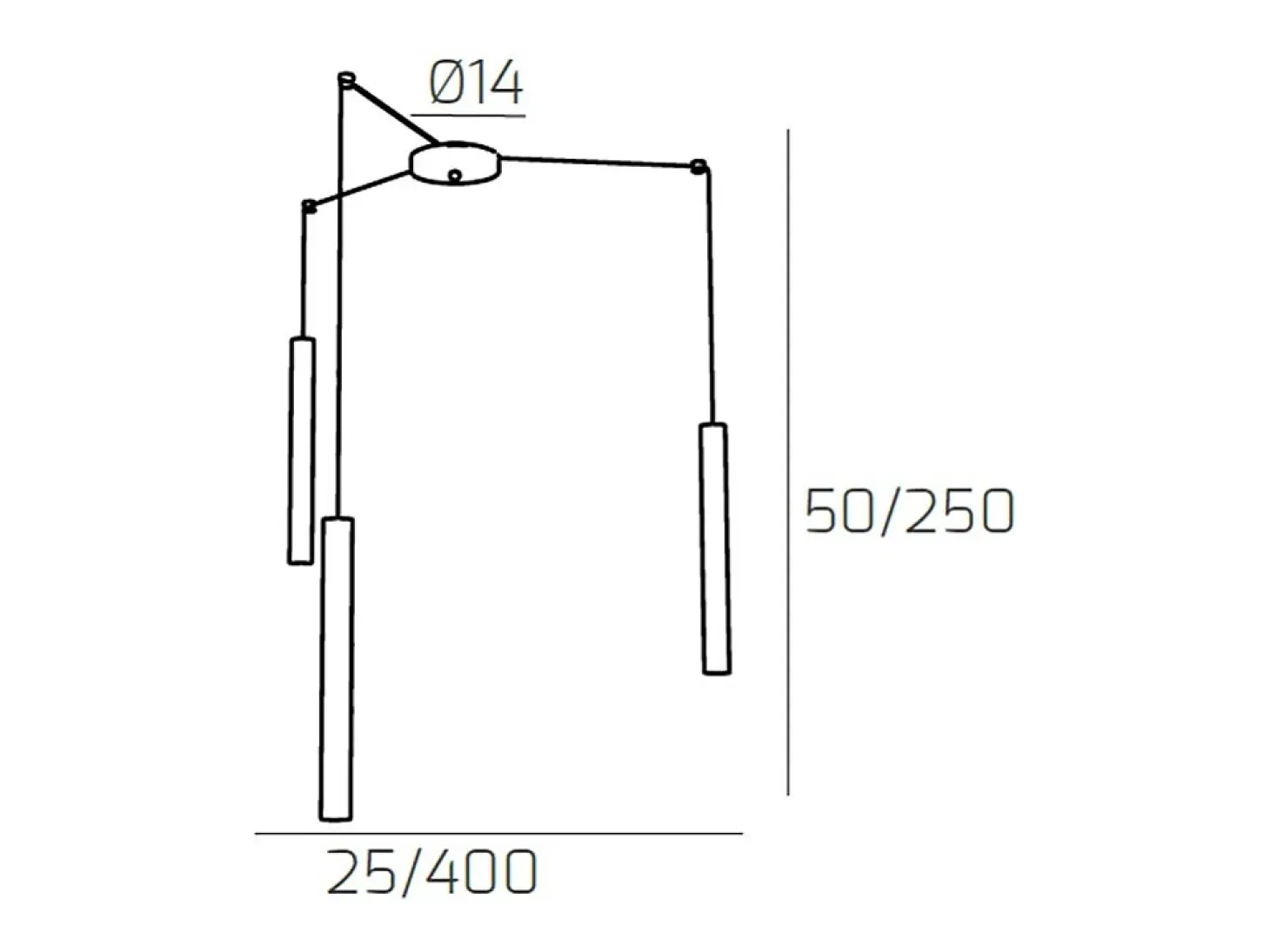 Round Tube Sospensione 3 Luci Marrone Cavo Cm.250 Con Base
