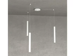 Round Tube Sospensione 3 Luci Bianco Cavo Cm.250 Con Base