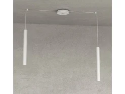 Round Tube Sospensione 2 Luci Grigio Cavo Cm.250 Con Base