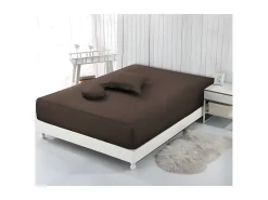 Sábana Ajustable 180x200 + 30 cm Chocolate de Algodón 57 Hilos Lavable a 40° - Vision