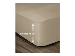 Sábana Bajera 100% Algodón 180 x 200 cm - Capó 35 cm - Beige