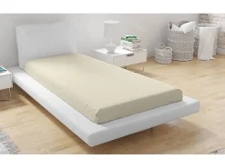 Sábana bajera ajustable de microfibra 90 x 200 cm - Beige