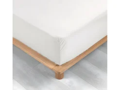 Sábana bajera percal blanca 160 x 200 cm con funda de 30 cm