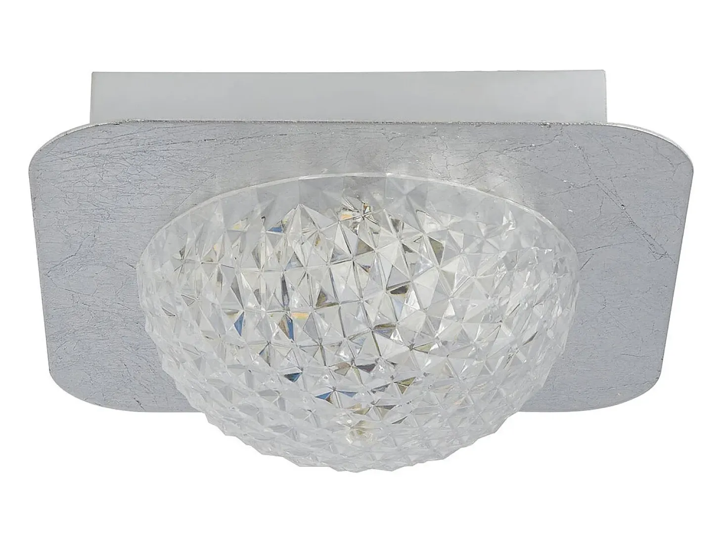 Searchlight 1 Ljus Fyrkantig Led Taklampa - Silver Blad Med Klar Akryl