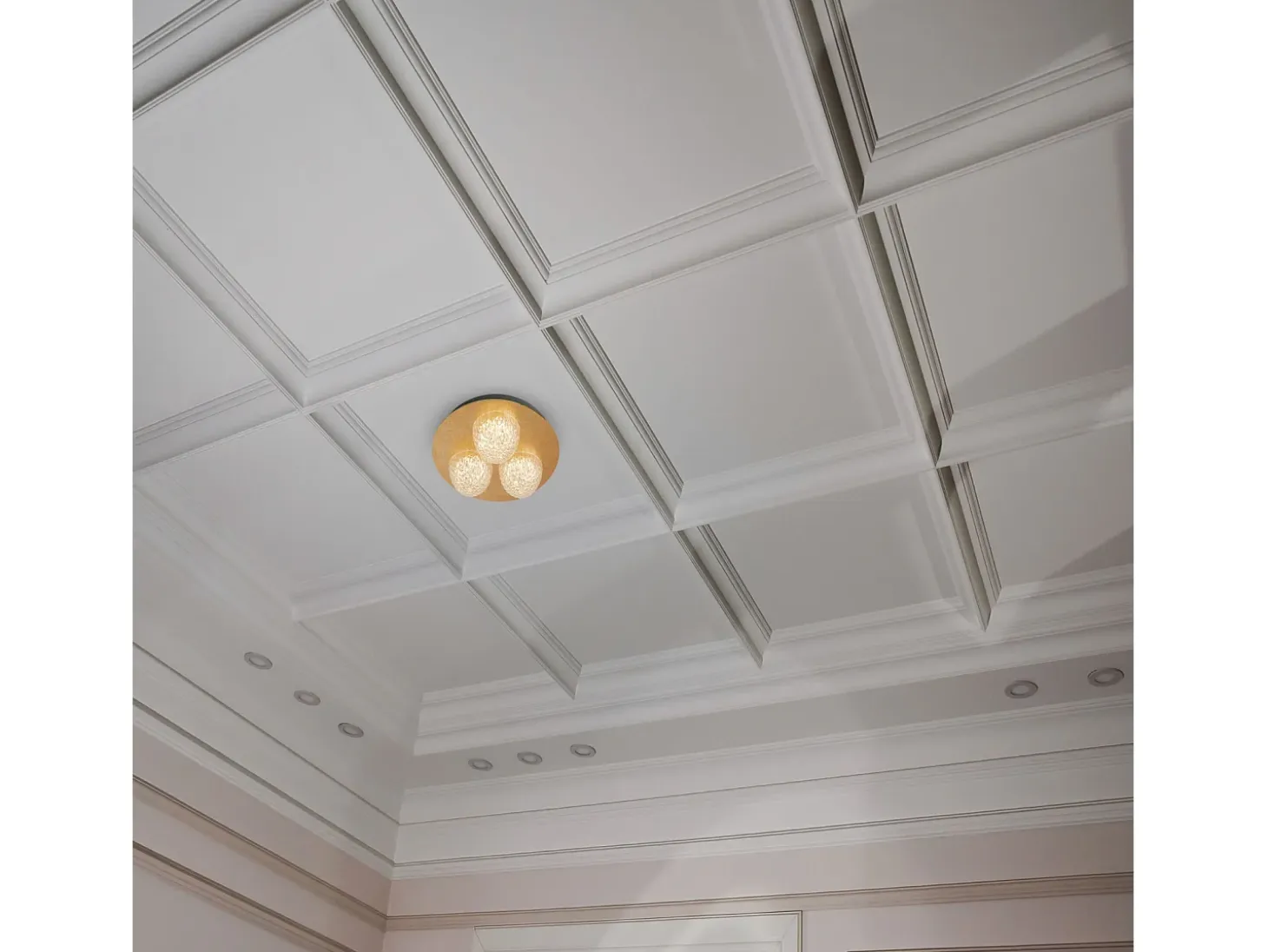 Searchlight 3 ljus rund led taklampa - bladguld med klar akryl