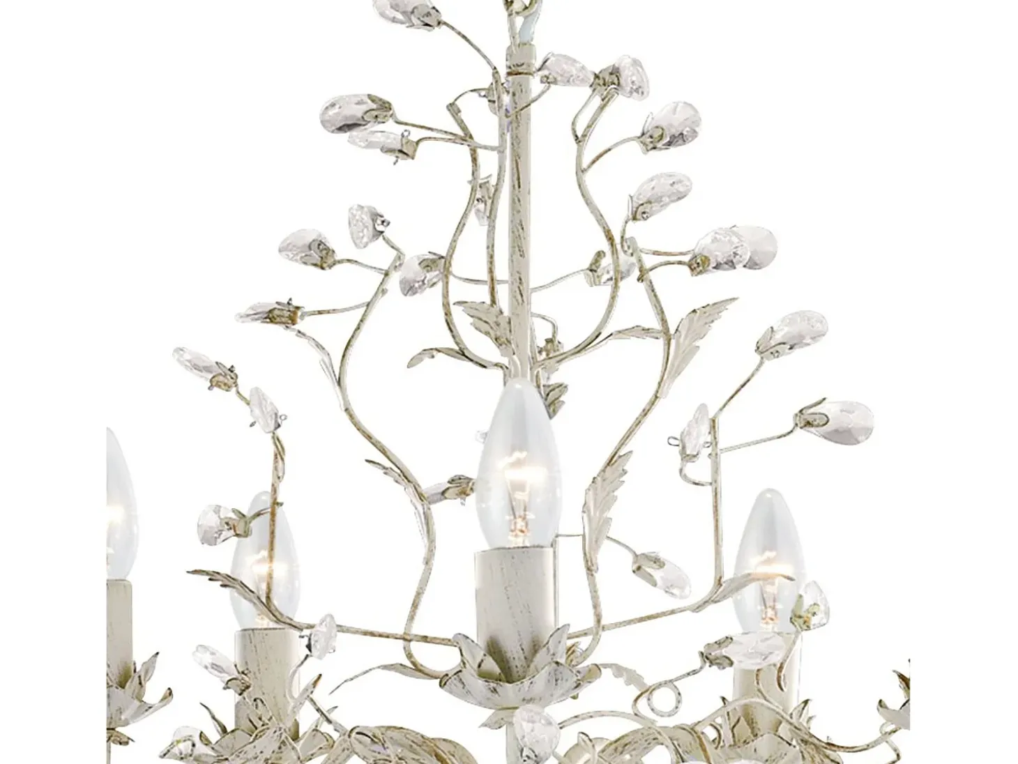 Searchlight Almandite 5 ltt takhnge med flera armar guld, krm med kristaller Blombladsdesign, E14