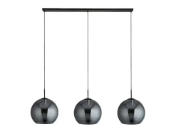 Searchlight AMSTERDAM 3 ljus mattsvart takhngande runda Smokey glasskrmar