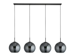 Searchlight AMSTERDAM 4 ljus mattsvart takhnge runda Smokey glasskrmar