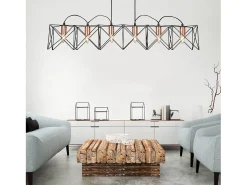 Searchlight Anthea 6 Light Ceiling Pendel Bar Svart, Koppar, E27