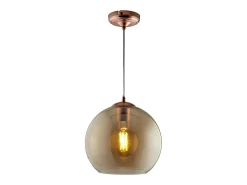 Searchlight Balls 1 ljus hngande brnstensfrgad glasskrm, antik mssing, E27