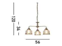 Searchlight Bistro 3 Ljus Multi Arm Takhnge Vit, Antik Mssing, E27