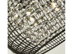 Searchlight CAGE 4 ljus svart trumma takhnge med kristallglaspaneler