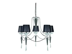 Searchlight Duchess 5 Ljus Multi Arm Ceiling Pendel krom, svart krom med skrmar, G9