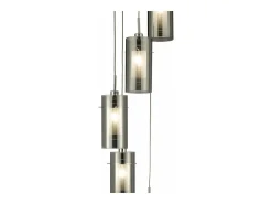 Searchlight Duo 5 Light Spiral Cluster Pendel krom, rkt glas fem, E14
