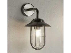 Searchlight Genoa 1 ljus utomhus Fisherman Dome vgglampa i rostfritt stl IP44 glaslyktor, E27
